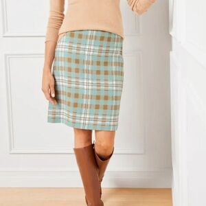 Talbots Petite Charming Plaid Brown Wool Blend Skirt NEW Size 8P